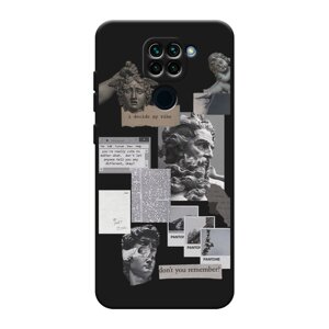 Матовый силиконовый чехол на Xiaomi Redmi 10X / Сяоми Редми 10X Коллаж греческие скульптуры, черный