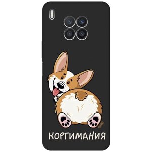 Матовый Soft Touch силиконовый чехол на Huawei Nova 8i, Honor 50 Lite, Хонор 50 Лайт, Хуавей Нова 8и с 3D принтом "CorgiMania" черный