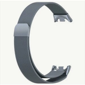 Металлический ремешок для фитнес браслета Xiaomi Mi Band 8/ Сетчатый ремешок миланская петля для трекера Сяоми Ми Бэнд 8 (Milanese Loop) Темно-серый