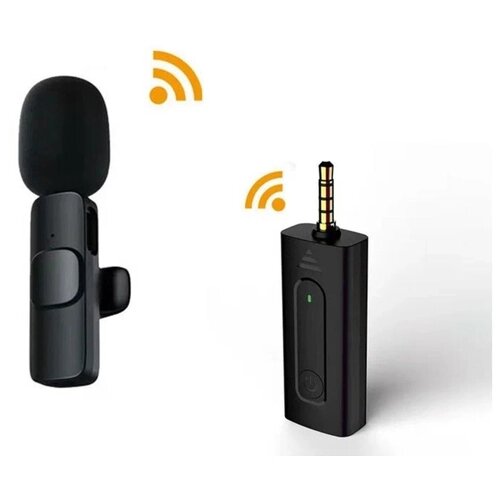 Микрофон петличка беспроводной для смартфона iphone андроид / разъем AUX mini jack 3.5 мм / с шумоподавлением / чехол в комплекте