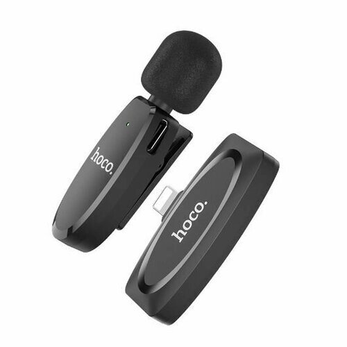 Микрофон петличный потоковый беспроводной Hoco L15 (микрофон+ресивер для Iphone) черный
