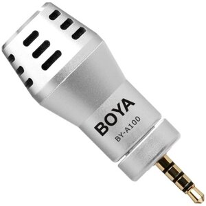 Микрофон проводной BOYA BY-A100, разъем: mini jack 3.5 mm, серебристый
