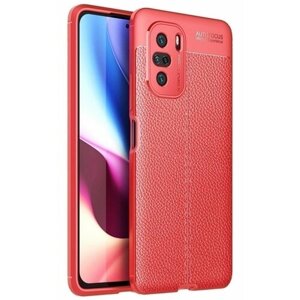 Накладка силиконовая для Poco F3 / Xiaomi Mi 11i под кожу красная