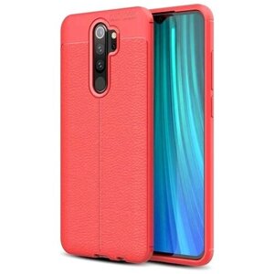 Накладка силиконовая для Xiaomi Redmi Note 8 Pro под кожу красная