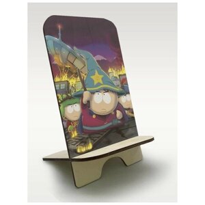 Подставка, держатель для телефона из дерева c рисунком, принтом УФ Игры South Park Палка Истины ( PS, Xbox, PC, Switch) - 2182