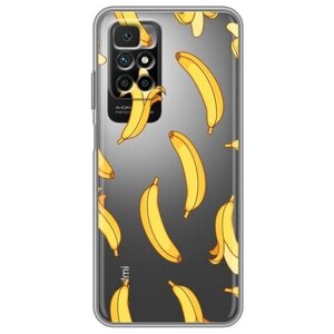 Полупрозрачный дизайнерский силиконовый чехол для Редми 10 / Xiaomi Redmi 10 Прозрачные бананы