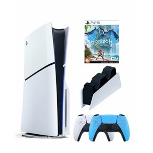Приставка Sony Playstation 5 slim 1 Tb+2-ой геймпад (голубой)+зарядное+Харайзен