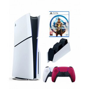 Приставка Sony Playstation 5 slim 1 Tb+2-ой геймпад (красный)+зарядное+Мортал 1