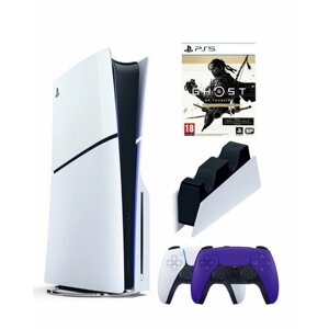 Приставка Sony Playstation 5 slim 1 Tb+2-ой геймпад (пурпурный)+зарядное+Призрак Цусимы