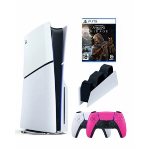 Приставка Sony Playstation 5 slim 1 Tb+2-ой геймпад (розовый)+зарядное+Assassins Mirage