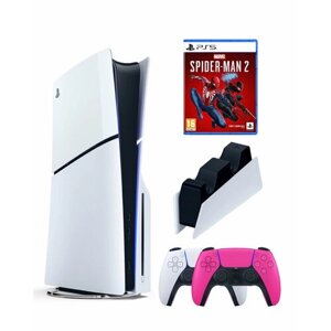 Приставка Sony Playstation 5 slim 1 Tb+2-ой геймпад (розовый)+зарядное+Человек Паук 2