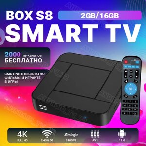 Прошитая смарт ТВ приставка Android TV Box ATV S8 2/16 Android TV
