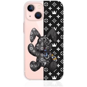 Прозрачный силиконовый чехол MustHaveCase для iPhone 13 Mini Bunny Черный для Айфон 13 Мини Противоударный