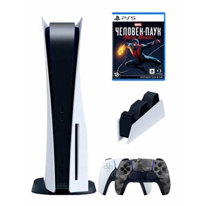 PS5 (ПС5) Игровая приставка Sony PlayStation 5 ( 3-я ревизия) + 2-й геймпад (камуфляж) + зарядное + Spider Man