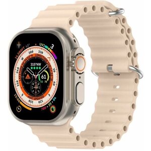 Ремешок для смарт-часов Apple Watch Series 1 2 3 4 SE 5 6 7 8 ultra силиконовый дайверский океан Ocean Band 42/44/45/49 мм, пудровый розовый