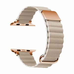 Ремешок кожаный Leather Loop Ultra для Apple Watch 42/44/45/49 мм, на магните, пудровый (7)