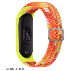 Ремешок нейлоновый плетеный для Xiaomi Mi Band 4/ Mi Band 5/ Mi Band 6 оранжевый-желтый