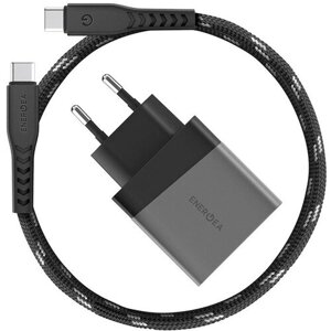 Сетевое зарядное energea ampcharge PD30+ USB-C PD + USB-A QC3.0 PPS 33W + кабель nyloflex USB-с (1.5 м)