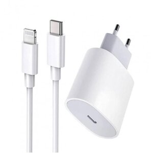 Сетевое зарядное устройство для iPhone, iPad, AirPods с кабелем в комплекте / Быстрая зарядка 20W