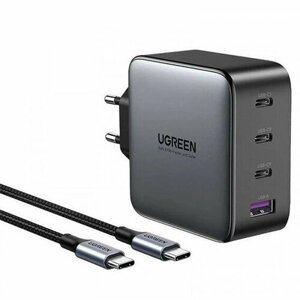 Сетевое зарядное устройство UGREEN CD226 (90575) USB-A+3*USB-C 100W GaN Fast Charger Чёрное с кабелем 100W