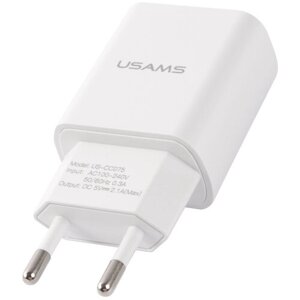 Сетевое зарядное устройство USAMS -Модель T21 Charger kit) 1 USB T18 2,1A + кабель Lightning 1m, белый (T21OCLN01)