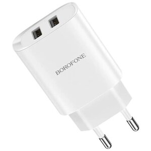 Сетевое зарядное устройство USB Type A Borofone BN2 2.1A белый для смартфона Apple и Android