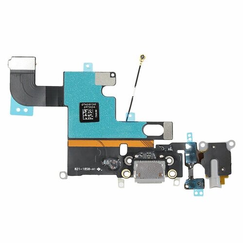 Шлейф для iPhone 6 на системный разъем/разъем гарнитуры/микрофон Серый
