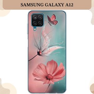 Силиконовый чехол "Бабочка и цветок" на Samsung Galaxy A12/M12 / Самсунг Галакси А12/М12