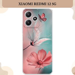 Силиконовый чехол "Бабочка и цветок" на Xiaomi Redmi 12 5G/Redmi 12R/Poco M6 Pro 5G / Редми 12 5G