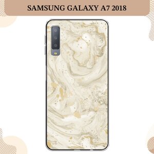 Силиконовый чехол "Бежевый мрамор" на Samsung Galaxy A7 2018 / Самсунг Галакси A7 2018