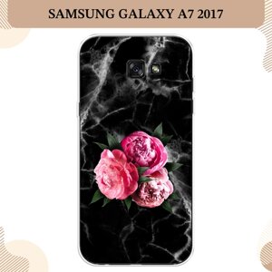 Силиконовый чехол "Букет на черном мраморе" на Samsung Galaxy A7 2017 / Самсунг Галакси A7 2017