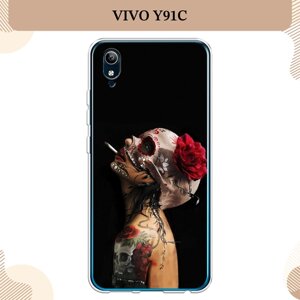 Силиконовый чехол "Девушка с черепом" на Vivo Y91c/Y1s / Виво Y91c/Y1s