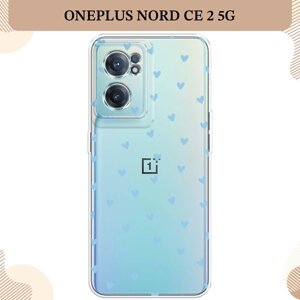 Силиконовый чехол "Голубый сердечки" на OnePlus Nord CE 2 5G / Ван Плас Норд СЕ 2 5G, прозрачный