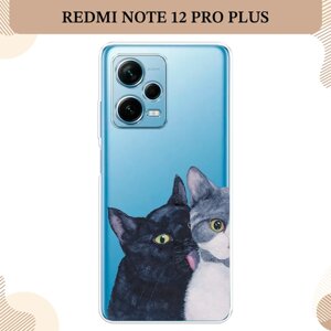 Силиконовый чехол "Кошачья любовь" на Xiaomi Redmi Note 12 Pro Plus / Сяоми Редми Нот 12 Про Плюс, прозрачный