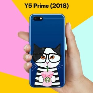 Силиконовый чехол Кот в очках на Huawei Y5 Prime (2018)