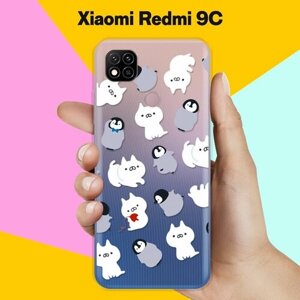 Силиконовый чехол Котики и пингвины на Xiaomi Redmi 9C
