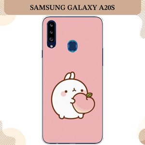 Силиконовый чехол "Кролик с персиком" на Samsung Galaxy A20s / Самсунг Галакси A20s