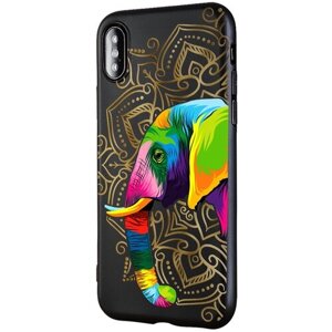 Силиконовый чехол Mcover для Apple iPhone X Dubai: Джайпурский слон черный