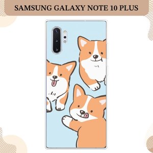 Силиконовый чехол "Милые корги" на Samsung Galaxy Note 10 Plus / Самсунг Галакси Ноте 10 Плюс