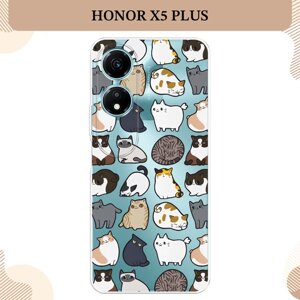 Силиконовый чехол "Милые котики" на Honor X5 Plus / Хонор X5 Плюс, прозрачный