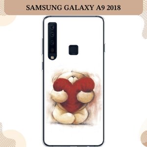 Силиконовый чехол "Мишка с сердцем 1" на Samsung Galaxy A9 2018 / Самсунг Галакси A9