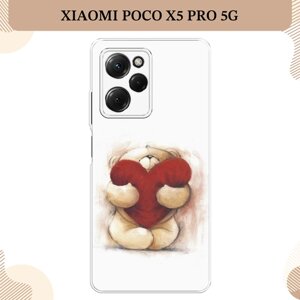 Силиконовый чехол "Мишка с сердцем 1" на Xiaomi Poco X5 Pro 5G / Сяоми Поко X5 Про 5G