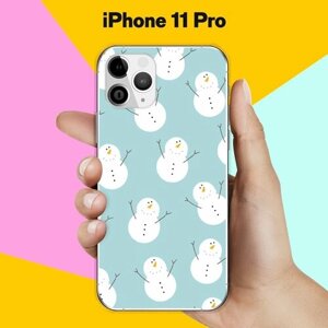 Силиконовый чехол на Apple iPhone 11 Pro Снеговики / для Эпл Айфон 11 Про