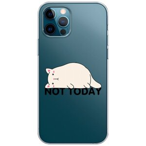 Силиконовый чехол на Apple iPhone 12/12 Pro / Айфон 12/12 Про "Cat not today", прозрачный
