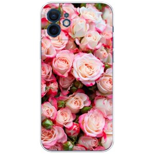Силиконовый чехол на Apple iPhone 12 mini / Айфон 12 Мини "Много роз"