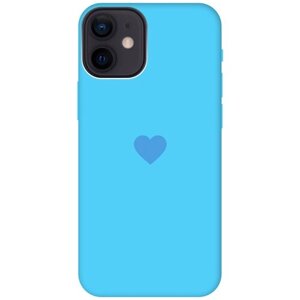 Силиконовый чехол на Apple iPhone 12 Mini / Эпл Айфон 12 мини с рисунком "Heart" Soft Touch голубой
