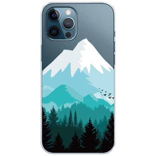 Силиконовый чехол на Apple iPhone 12 Pro Max / Айфон 12 Про Макс "Синяя снежная гора", прозрачный