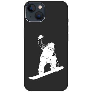Силиконовый чехол на Apple iPhone 13 / Эпл Айфон 13 с рисунком "Snowboarding W" Soft Touch черный