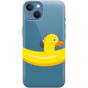 Силиконовый чехол на Apple iPhone 13 Mini / Эпл Айфон 13 мини с рисунком "Duck Swim Ring"