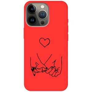 Силиконовый чехол на Apple iPhone 13 Pro Max / Эпл Айфон 13 Про Макс с рисунком "Lovers Hands" Soft Touch красный